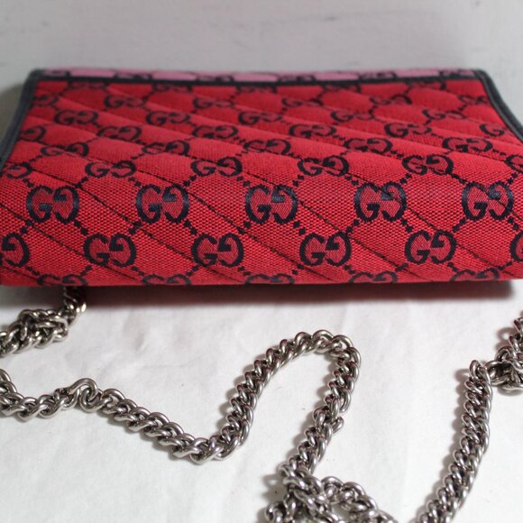 GUCCI NEW CANVAS GG Red Pink Marmont Wallet WOC Crossbody Shoulder Bag 474575 - Picture 5 of 9